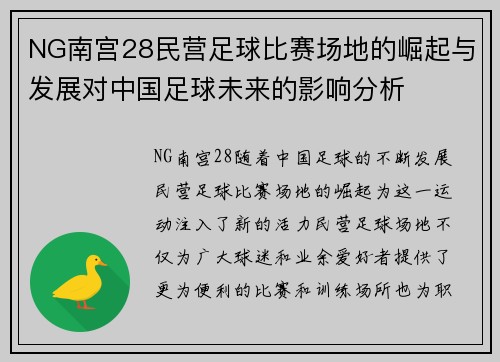 NG南宫28民营足球比赛场地的崛起与发展对中国足球未来的影响分析